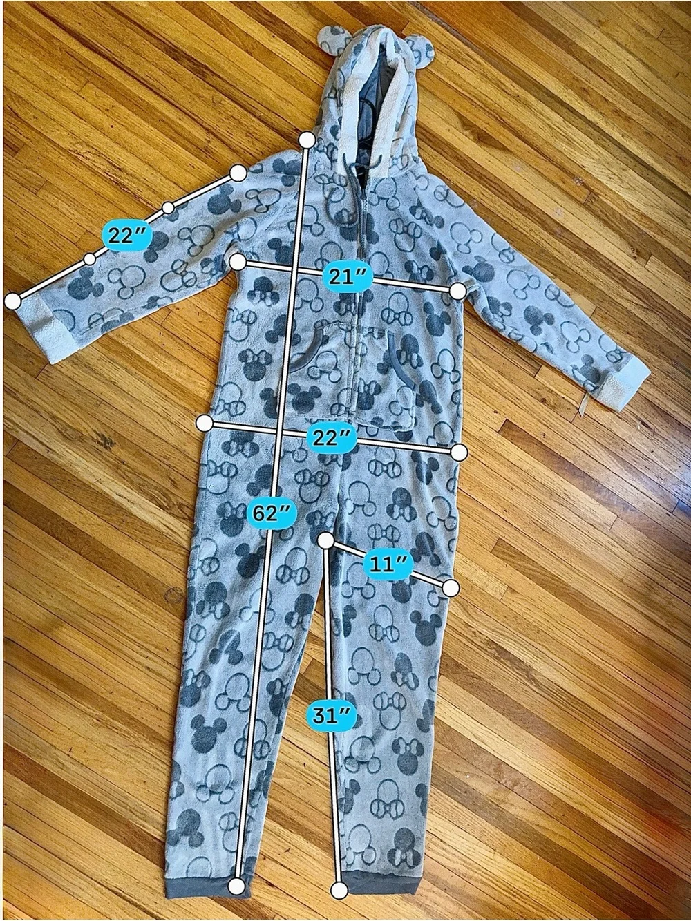 Disney Gray and White Mickey Mouse Fleece Onesie Pajama Set - Picture 11 of 13